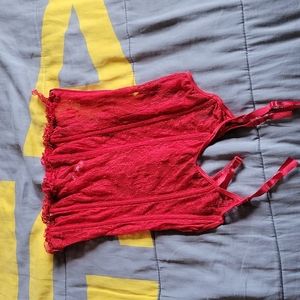 Red zip laced corset
